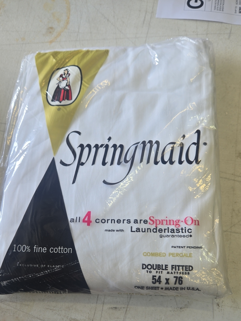 Springmaid White Double Fitted Sheet - 54 x 76